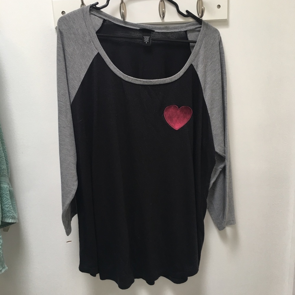 Torrid Black & grey baseball tee